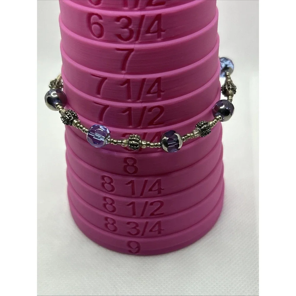 Blue Purple  Faceted Glass Beaded‎ Bracelet Toggle Clasp Vtg StyIe 7.75 in